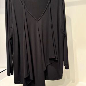Chico's  Black Draped Long Sleeve Top
